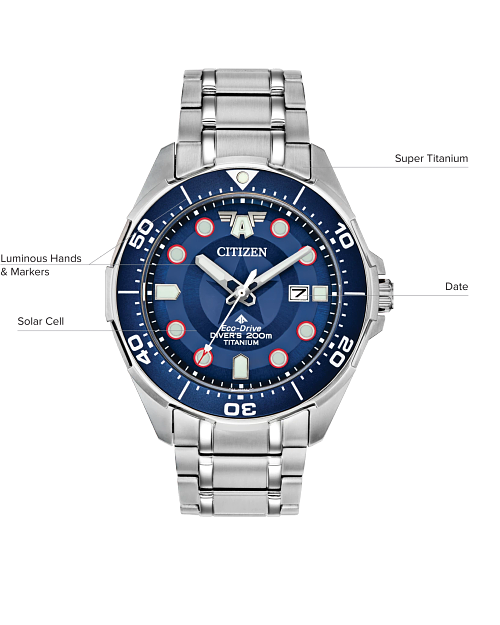 Captain America Blue Dial Super Titanium Bracelet BN0208 54W CITIZEN